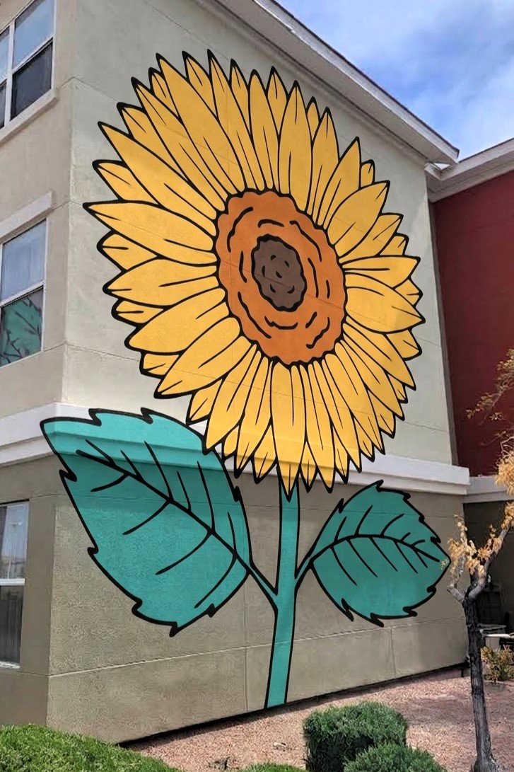 Large Sunflower Building Mural
